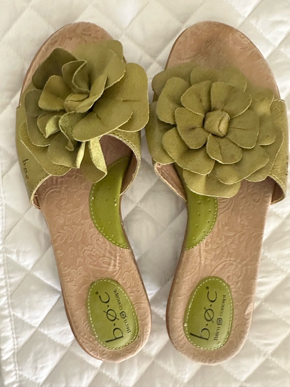 b.o.c. Olive Green Floral Slide Sandals